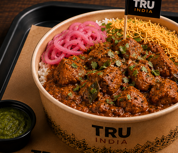Chettinad chicken curry in a TRU INDIA bowl