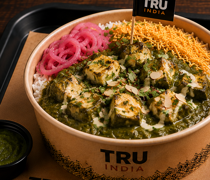 Saag paneer curry in a TRU INDIA bowl