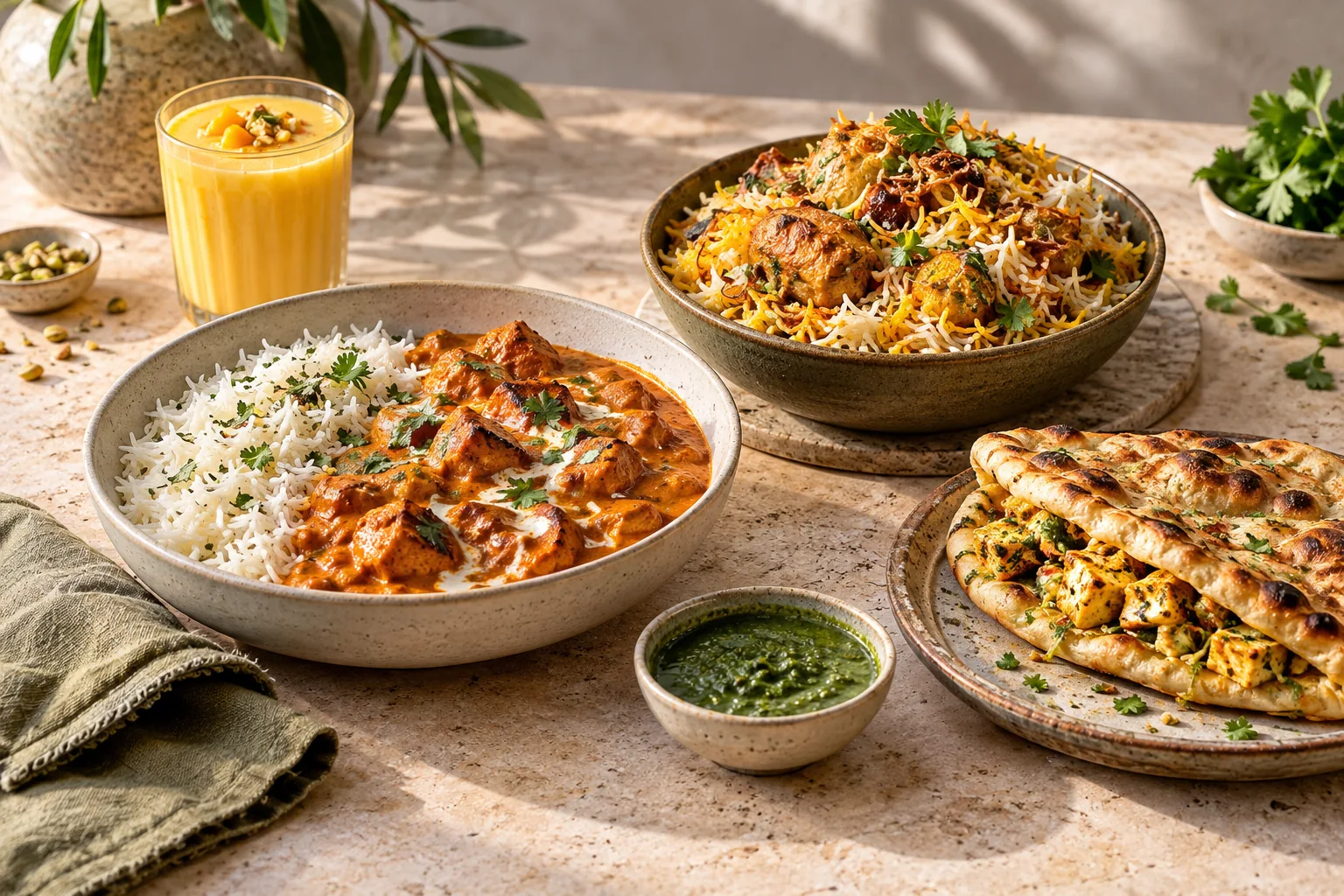 An Indian meal shared across a table