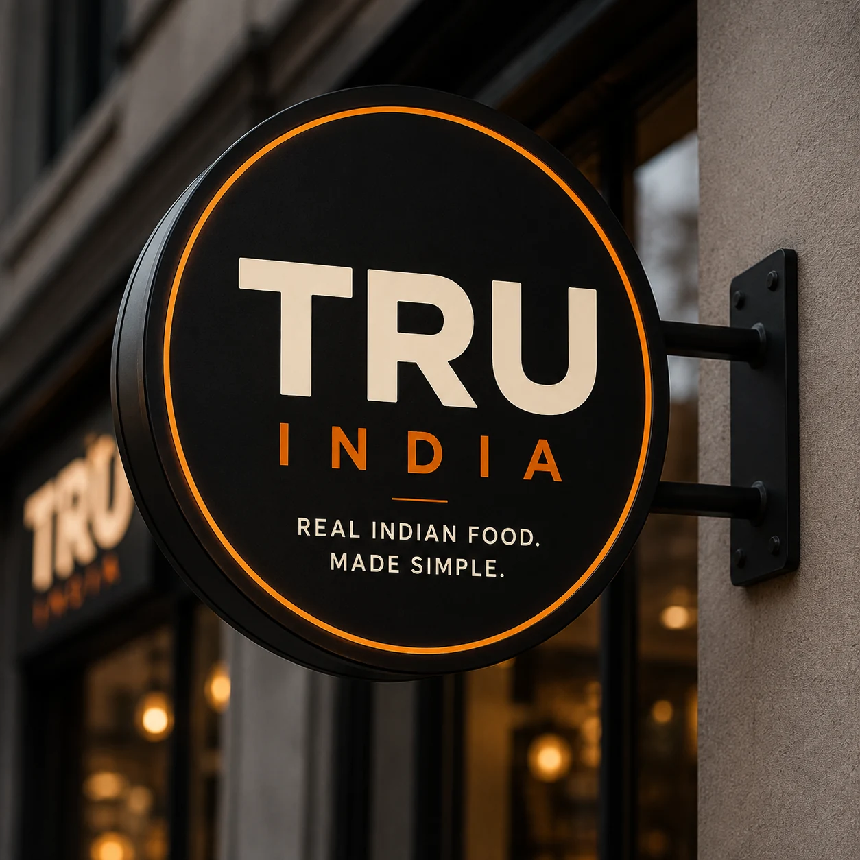 TRU India circular illuminated shop sign